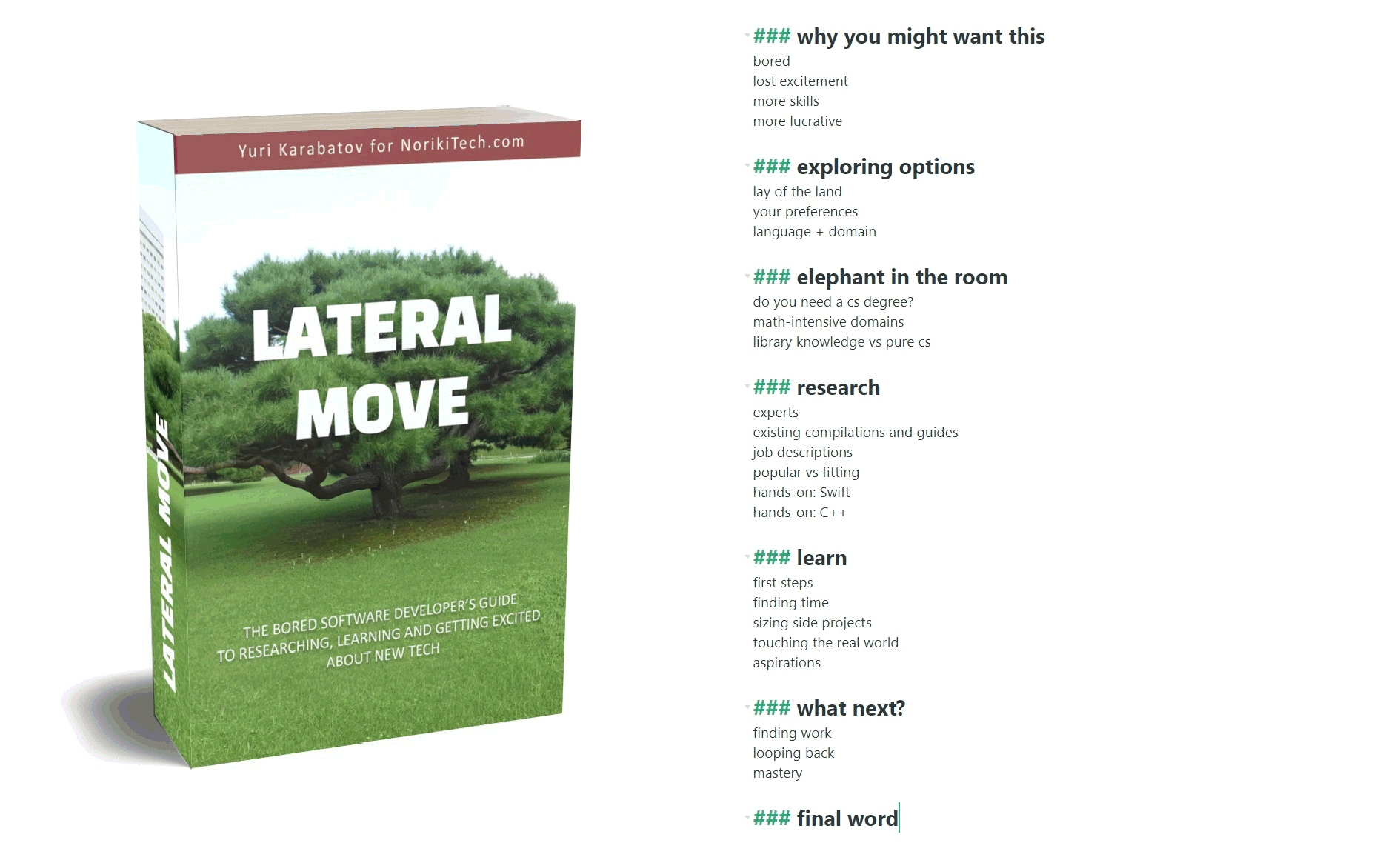“Lateral Move” cover and table of contents